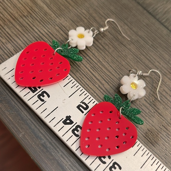 Red Cherry and Strawberry Earrings Set - Picture 11 of 14